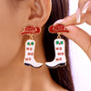 Exaggerated Enamel Christmas Tree Snowflake Candy Cane Hoop Earrings for Women Xmas Necklace Earring Year Party Jewelry Gift - Image 16