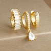 3PCS Colorful Cubic Zirconia Stainless Steel Hoop Earrings Set for Women Pendant Water Drop Earring Cartilage Piercing Jewelry - Image 5