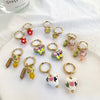 Y2k Aesthetic Hand Painted Butterfly Earrings for Women Stainless Steel Circle Huggies Flower Heart Bead Hoop Earring - Image 1