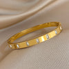 Inlaid Square Zircon Cuff Bangle Bracelets for Women Gold Silver Color Stainless Steel Stacked Bracelet - Image 4