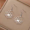 Lotus Flower Clear Zircon Dangle Earrings Stainless Steel Women Yoga Chakra Buddhism Jewelry Valentine Gift - Image 1