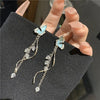 Temperament Blue Glazed Butterfly Dangle Earrings For Women Rhinestone Pearl Tassel Pendant Ear Rings Party Lady Jewelry Gifts - Image 4