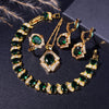 Golden Plated Copper Jewelry Set with zirconia Elegant Bracelet Pendant Necklace, Earrings Christmas gifts - Image 1