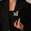 Europe and The United States Inlaid Rhinestone Bear Letter M Brooch Light Temperament Pins - Image 4