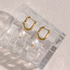 Jewelry Stainless Steel Gold Plated U Shape Freshwater Pearl Drop Hoop Ring Earrings For Woman - Image 4