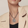 Silver Compass Black Leather Thong Necklace For Men Women Jewelry Gift - Image 4