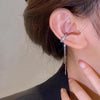 Silver Color Crystal Tassel Non-Piercing Cuff Ear Clip Earring for Women Shiny Zircon Chain Fake Cartilage Piercing Jewelry - Image 4