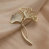 Retro Elegant Ginkgo Leaf Brooches For Women Rhinestone Flower Plant Lapel Pins Wedding Party Corsage De Luxe - Image 1