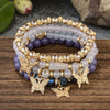 4Pcs Butterfly Beaded Bracelet Set For Women Pink Acrylic Beads Elastic Chain Bangle Female Bohemian Party Jewelry Gift - Image 5