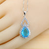 Sky Blue Water Drop Zirconia Silver Jewelry Sets for Women Earrings Necklace Pendant Ring Bracelet Wedding Gift - Image 4
