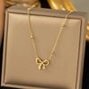 316L Stainless Steel Bowknot Pendant Necklace for Women Beads Choker Chain Necklace Party Jewelry Accessories - Image 1