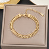 316L Stainless Steel Double Spell Gold Color Thick Twist Chain Bracelet Female Simple Design Jewelry - Image 2