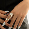 Retro Hip-hop Geometric Hollowed-out Silver Color Bendable Joint Wide Ring for Women Personality Punk Jewelry Gifts Accessories - Image 1