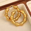 Greatera Chunky Bamboo Shaped Hoop Earrings Stainless Steel Gold Plated Geometric Earrings Statement Jewelry - Image 1