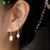 Silver Needle Minimalist Square Sign Pendant Hoop Earrings for Women Gold Earrings Party Jewelry - Image 4