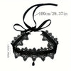 Gothic Lace Choker Necklace with Flower and Teardrop Details - Image 6