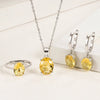 Silver Jewelry Sets For Women Ellipse Zircon Ring Necklace Earrings Accessories - Image 2