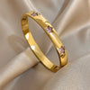 Stainless Steel Glossy Round Open Bangle for Women Elegant Shiny Zircon Star Spring Bracelet Jewelry Gift - Image 5