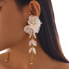 Elegant White Petal Flower Drop Earrings Women Kpop Hanging Piercing Earring Aesthetic Wed Bridal Jewelry Accessories - Image 2