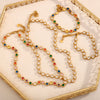 Multicolor Round Zircon Necklace Bracelet Pvd Plated Stainless Steel Party Shiny Chic Jewelry - Image 5