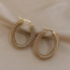 Stainless Steel Gold Color Geometric Metal Mesh Earrings For Women Girls Hoop Ear Jewelry Gift - Image 9