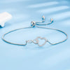 Silver Heart Shape Necklace Bracelet For Women, Artificial Diamond Jewelry Set Holiday Boutique Gift - Image 3