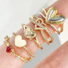Gold Color Cross Heart Ring for Women Romantic Wedding Engagement Bridal Promise Accessories Red CZ Elegant Chic Jewelry - Image 1