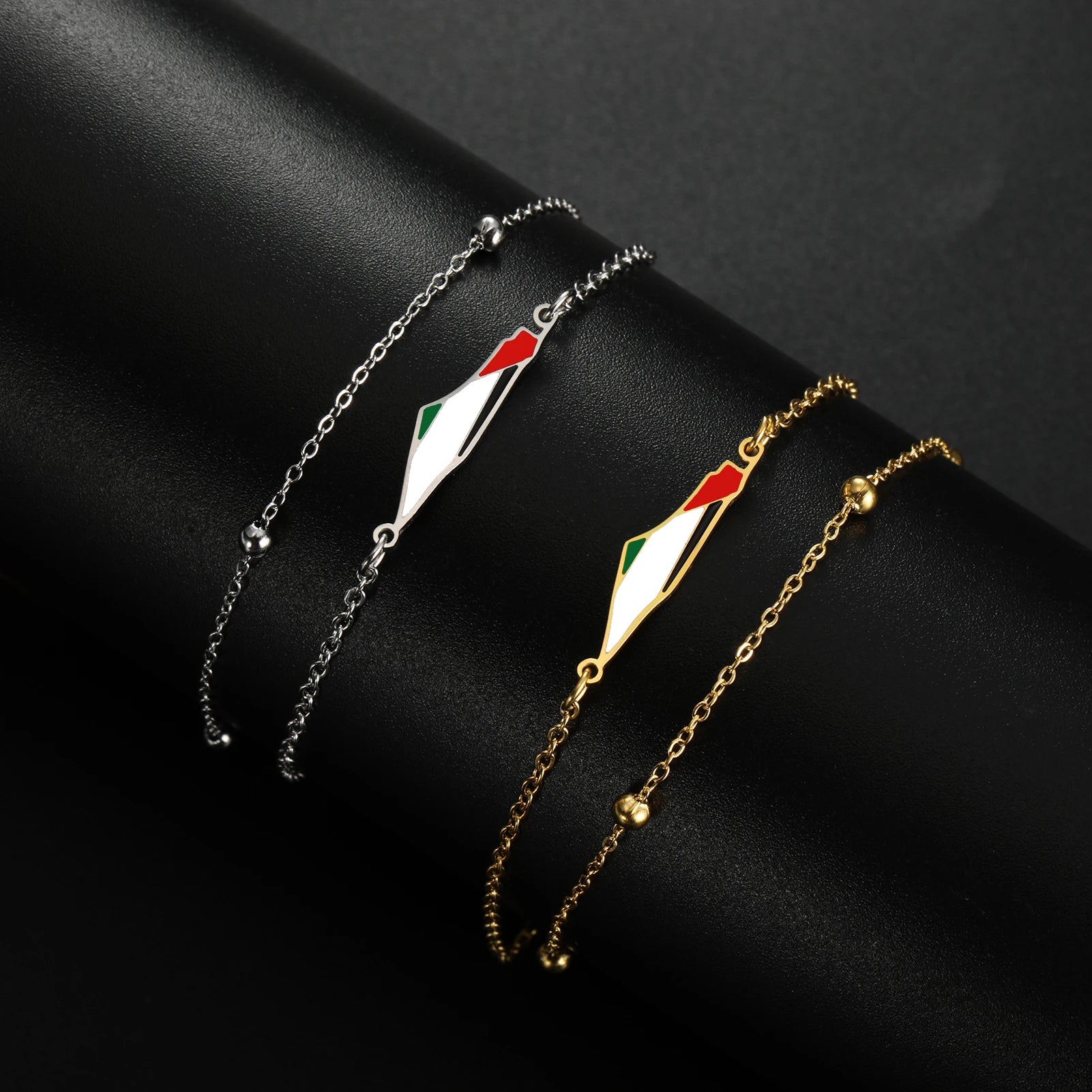 Palestine Map Charm Women Bracelets Stainless Steel Adjustable Double Layer Men Geography Bracelet jewelry - Image 1