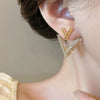 Letter Double V Stud Earrings, Sense Front and Rear Two Wear Size V-Shaped Full Zircon Niche Rhombus Versatile Earrings - Image 3