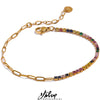 Chic Thin Stainless Steel Chain Colorful Cubic Zirconia Bracelet Bangle Gold Plated Jewelry Women - Image 1