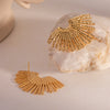 Gold Plated Stainless Steel Hollow Wing Fan-shaped Earrings Light Chunky Pendant Earrings For Women Ear Jewelry - Image 2