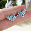 Crystal Yellow Flower Stud Earrings Multicolor Zircon Round Stone Charm Silver Color Wedding Jewelry For Women - Image 3