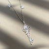 Temperament Silver Inlay Zircon Starlight Heart Tassels Iris Flower Key Pendant Necklace for Women Jewelry - Image 1