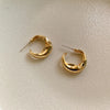 Irregular C Stud Earrings for Women Gold/Silver Color Water Ripple Pattern Glossy Geometric Metal Ear Accessories Party Gift - Image 8