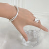 Silver Rings For Women Simple Minimalist Retro Square Smooth Open Finger Ring Band Female Gift - Image 5