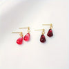 Creative Red Pomegranate Seed Pendant Golden Ear Studs Mini Fruit Handmade Jewelry Pomegranate Dangle Earrings Gift for Her - Image 1