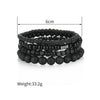 4Pcs/Set Black Gall Stone Volcanic Stone Wood Beads Multi-layer Men's Combination Elastic Bracelet For Couple Friends Jewelry - Image 6