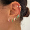 Stainless Steel Hoop Earrings with Multicolor Zircon Details - Image 1