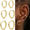 3Pair/Set Small Huggie Hoop Earrings Unisex Round Circle Stainless Steel Earrings Cartilage Ear Piercing Jewelry De Aro - Image 1