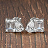 Gold Emerald&Pear Cut Cubic Zirconia Stud Earrings For Women Two Stone Ear Studs Party Wedding Jewelry Gift - Image 10
