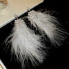 Long Diamond Studded Feather Tassel Earrings for Women Temperament and Atmosphere Drop Earring Wedding Jewelry Gifts - Image 1
