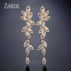 CZ Leaf Long Drop Bridal Earrings for Elegant Women Marquise Cubic Zirconia Wedding Party Jewelry - Image 7