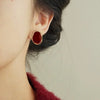 Big Winered Color Irregular Geometry Bean Stud Earrings for Women Ear Jewelry Accessory Girl Gift - Image 6