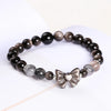 JD Stone Silver Color Shiny Obsidian Bow Strand Bracelet Women Sweet Bangles Yoga Couple Gift - Image 4