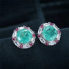 Flower-Setting Stud Earrings with Round Color Stones - Image 6