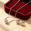 Silver Classy 10mm Beads Necklace Earrings for Women Wedding Jewelry Set - Image 1