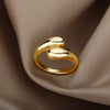 Stainless Steel Rings for Women Open Gold Color Ring Wedding Couple Band Jewelry Gifts Items - Image 3