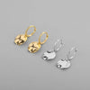 Silver Hoop Earrings Clip Golden Bowtie Ribbon Small Cute For Women Girl Gift Jewelry - Image 3