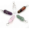 Mix Crystal Quartz Tiger Eye Onyx Lapis Lazuli Amethyst Opal Hexagonal Faceted Bead Twining Iron Wire Pendant 1PCS - Image 5