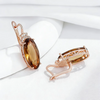 30 10mm Brown Stone Drop Earrings For Women Rose Gold Color Big Zircon Jewelry Accessories - Image 5